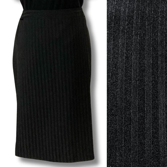 REITMANS Black ribbed pencil skirt ~ Y2K goth MEDIUM LARGE striped lined skirt - Picture 1 of 14